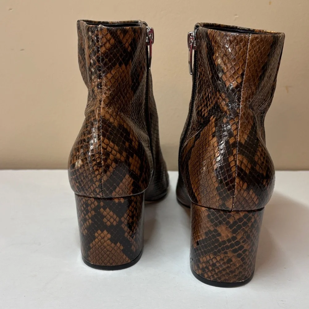 Marc Fisher Women's Snake-Print Pointed Toe Ankle Booties - Brown/Black